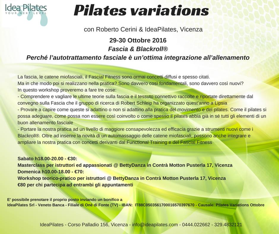 Pilates variations 29-30 Ottobre 2016