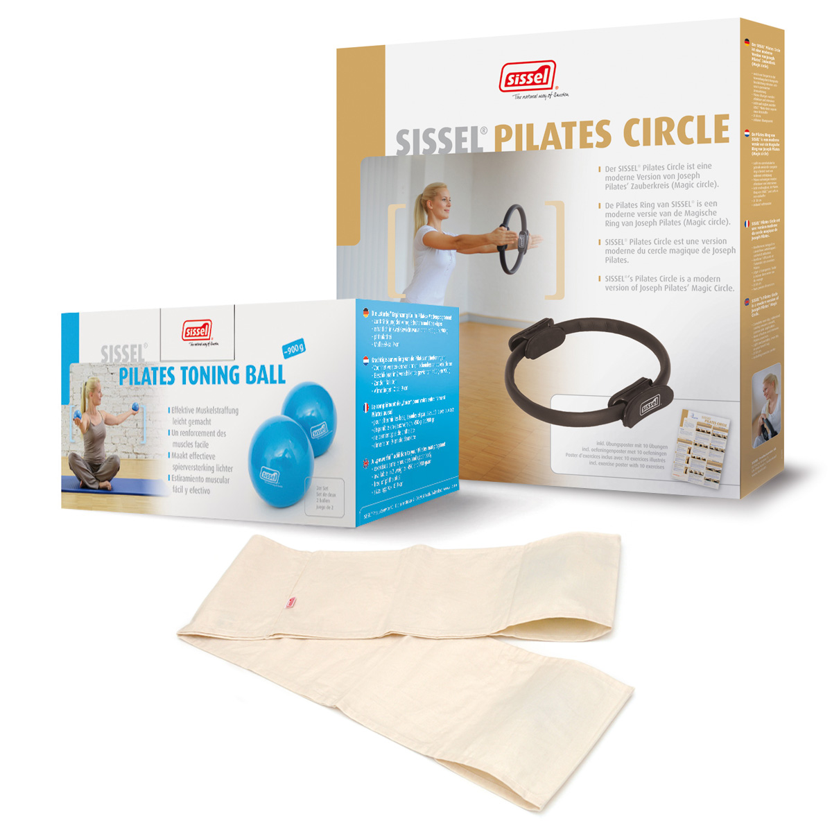 KIT PILATES CASA n°2: Toning Ball 450, Banda Elastica Bianca e Circle