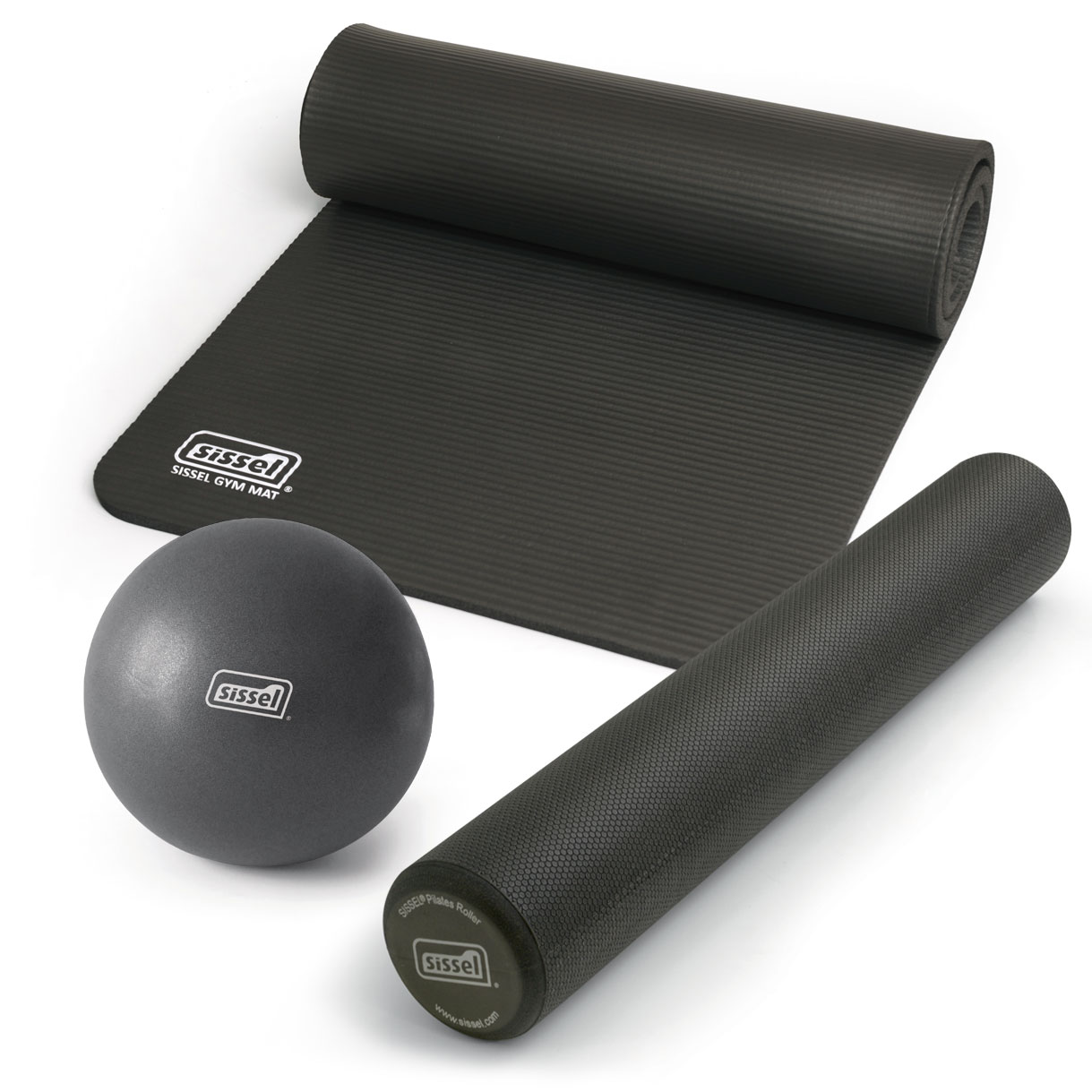 KIT PILATES CASA LITE PREMIUM ANTRACITE: Soft Ball, Rullo e Materassino