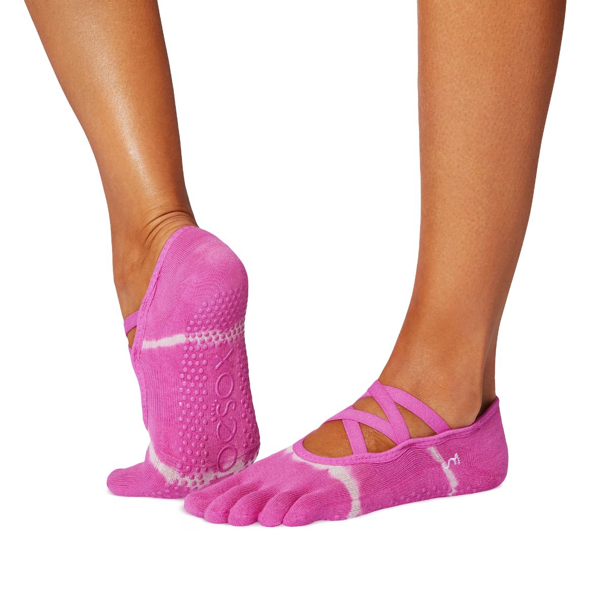 TOESOX calzini antiscivolo con dita CON FASCIA O INTRECCIO